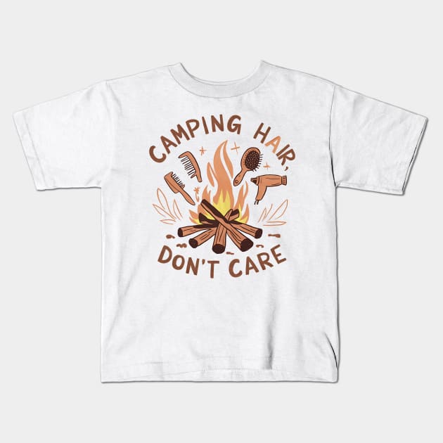 Camping Hair Don’t Care Funny Hiking and Camping Kids T-Shirt by Epic Hikes